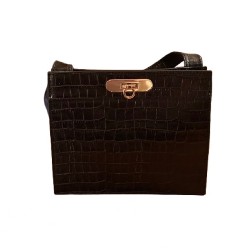 NWOT SIMONS Women, Genuine Leather, Croc, Gold Hardware, Shoulder Bag - Picture 3 of 8
